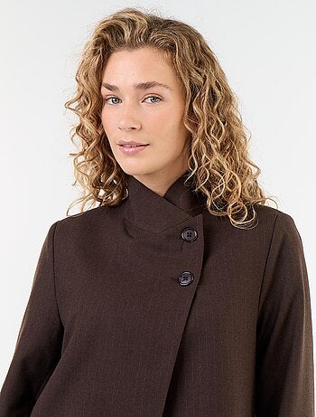Blazer com gola subida e efeito cruzado
