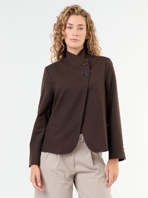 Blazer com gola subida e efeito cruzado - Kiabi