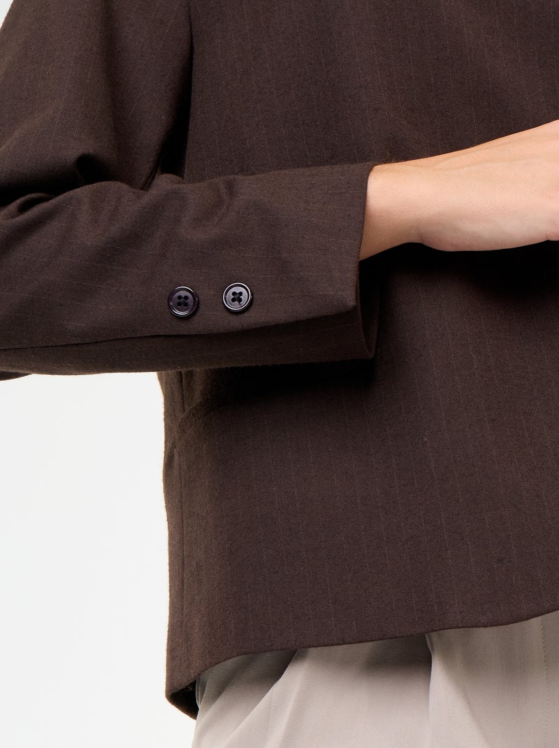Blazer com gola subida e efeito cruzado Castanho - Kiabi
