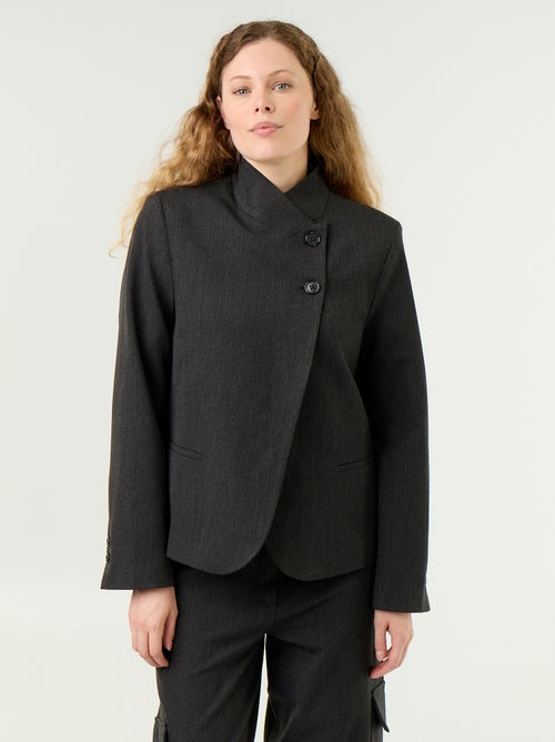 Blazer com gola subida e efeito cruzado - Kiabi Blazer com gola subida e efeito cruzado - Kiabi