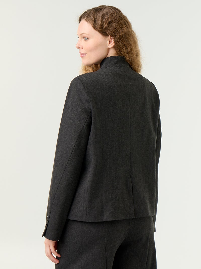 Blazer com gola subida e efeito cruzado Cinza - Kiabi