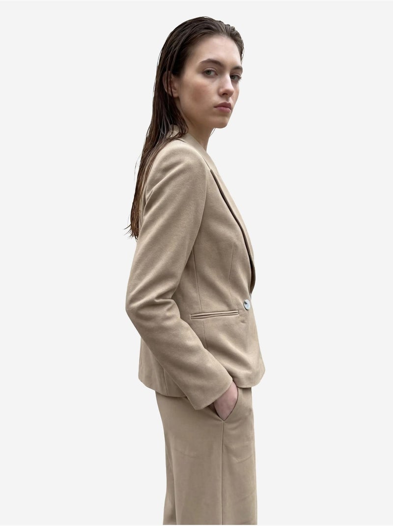 Blazer com gola xaile e botões my fashion Camelo - Kiabi