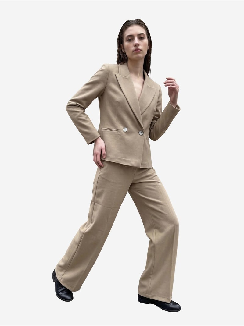 Blazer com gola xaile e botões my fashion Camelo - Kiabi