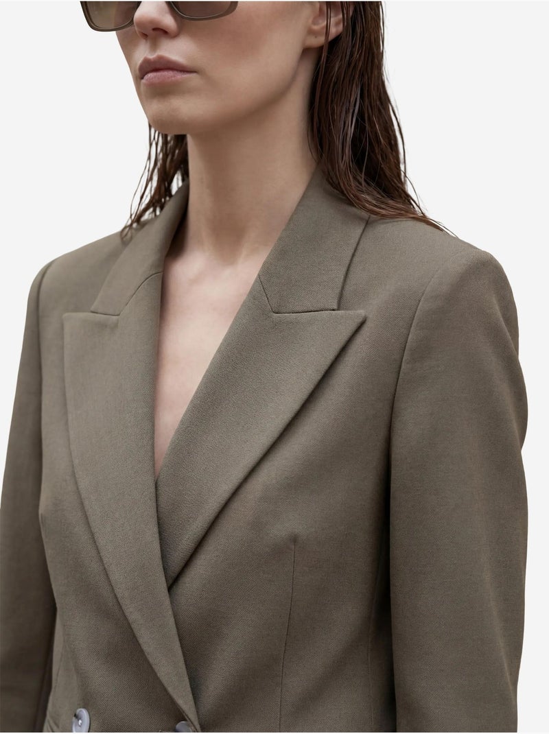 Blazer com gola xaile e botões my fashion Cáqui - Kiabi