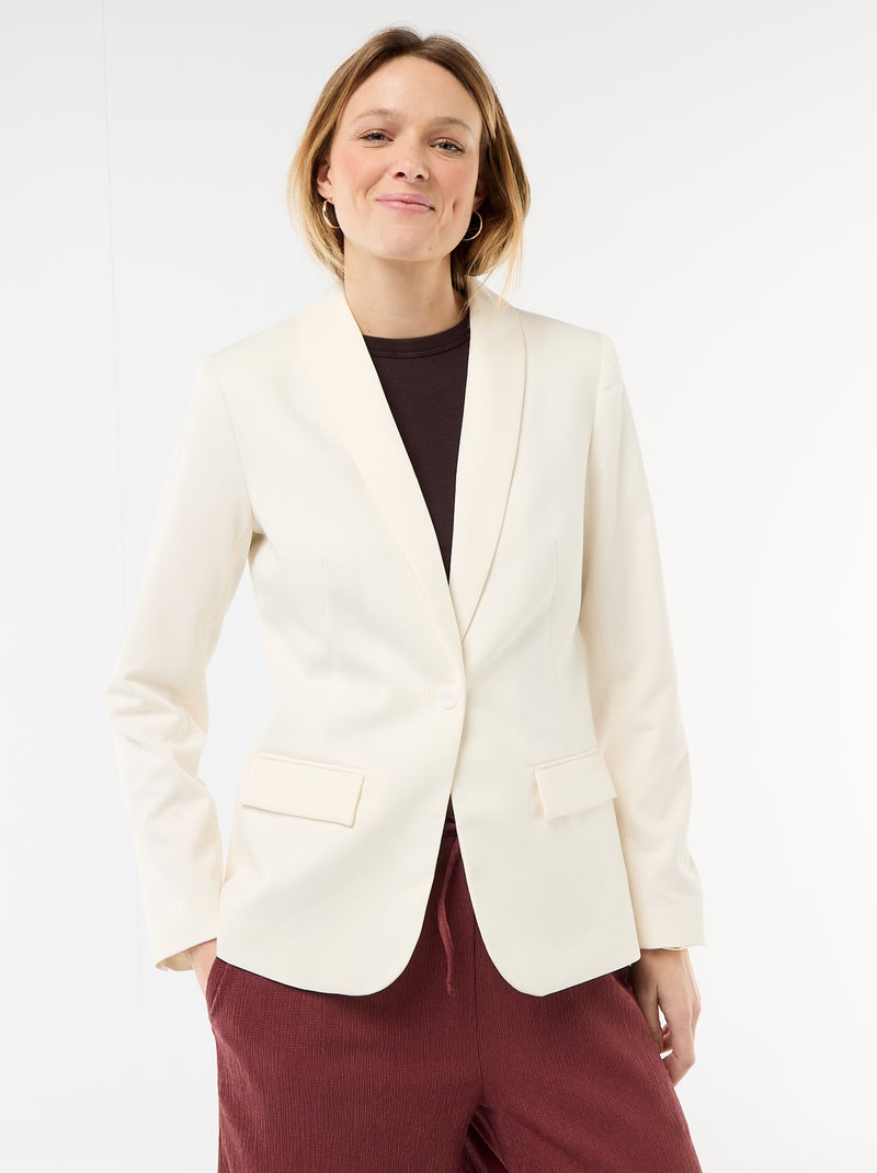 Blazer com gola xale Branco - Kiabi