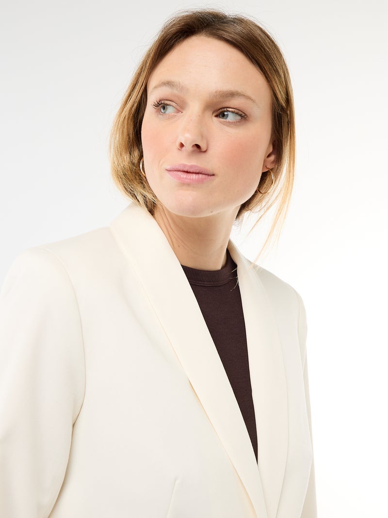 Blazer com gola xale Branco - Kiabi