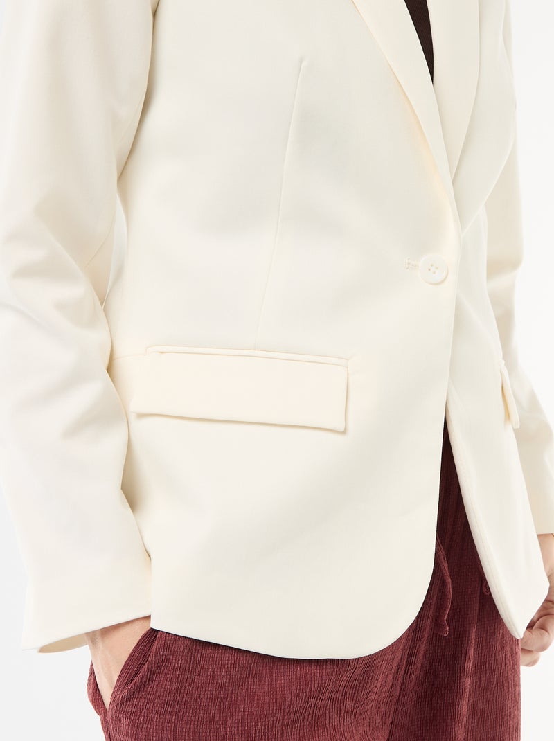 Blazer com gola xale Branco - Kiabi