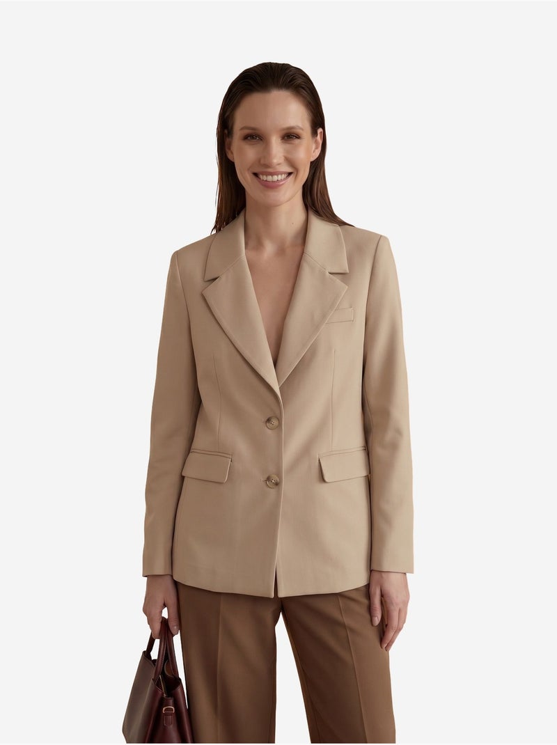 Blazer com gola xale e fecho de botões my fashion Bege natural - Kiabi