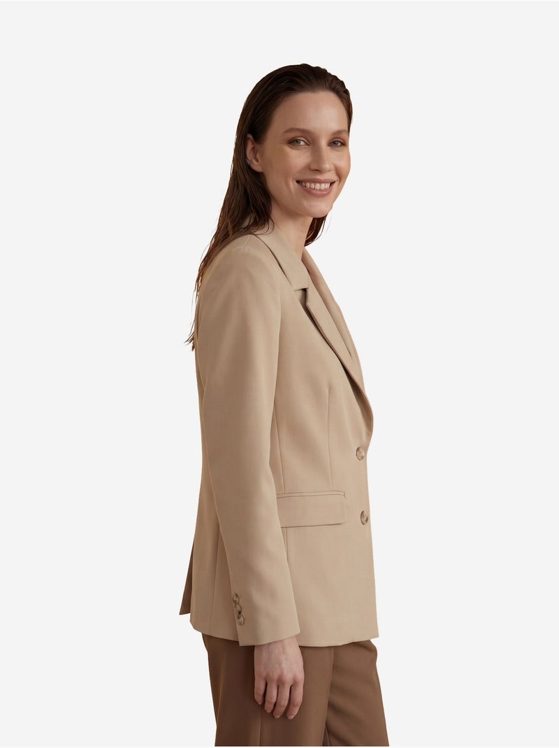 Blazer com gola xale e fecho de botões my fashion Bege natural - Kiabi