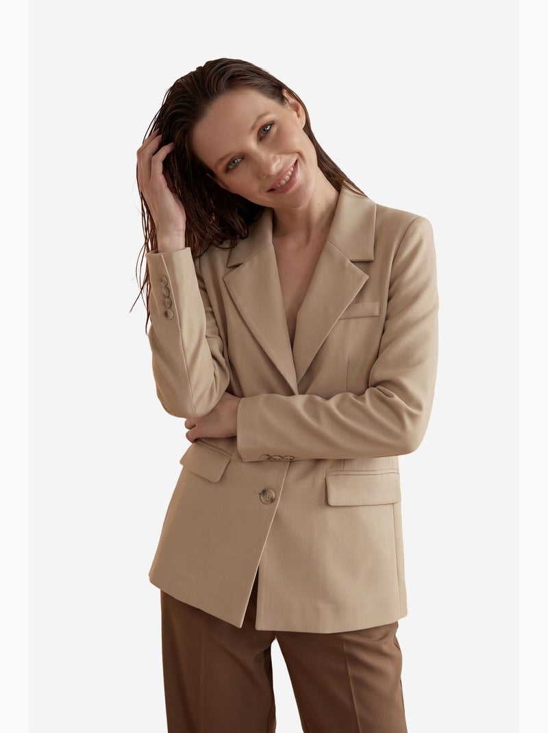 Blazer com gola xale e fecho de botões my fashion Bege natural - Kiabi