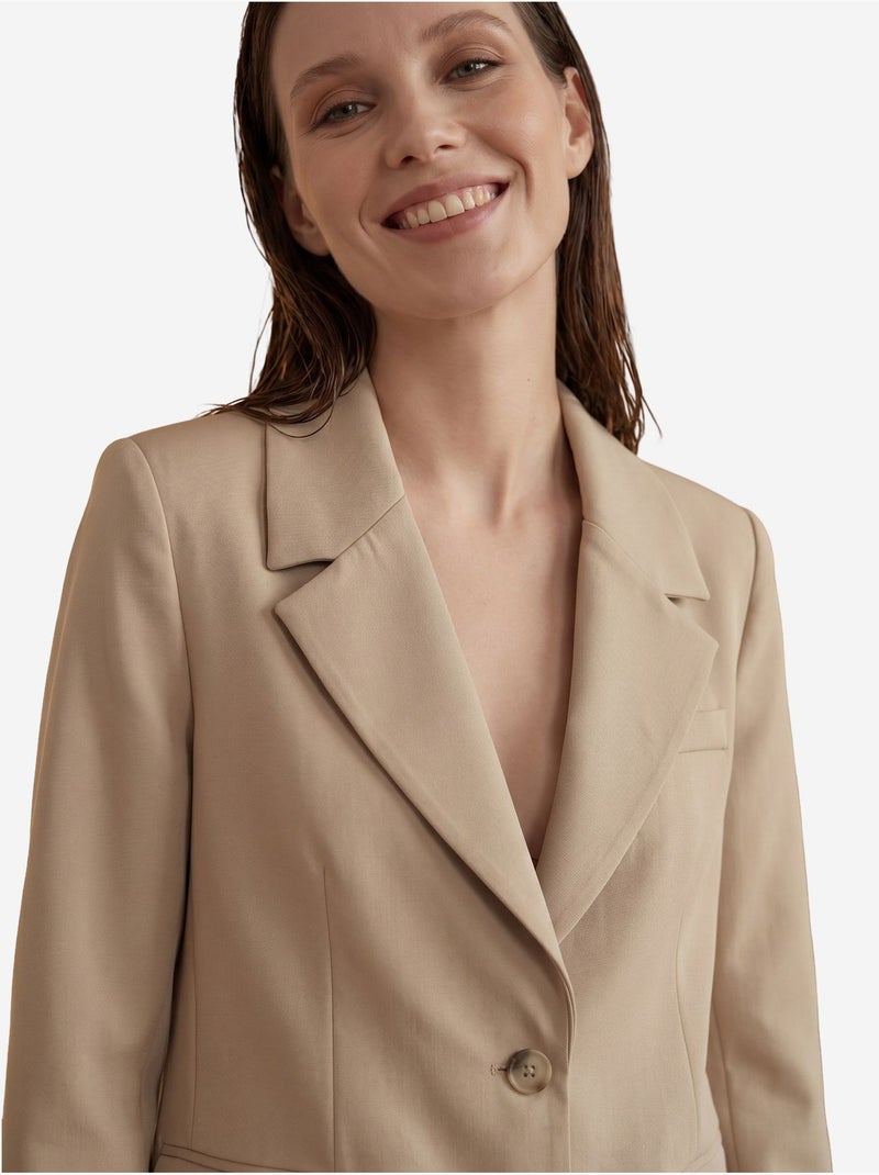Blazer com gola xale e fecho de botões my fashion Bege natural - Kiabi