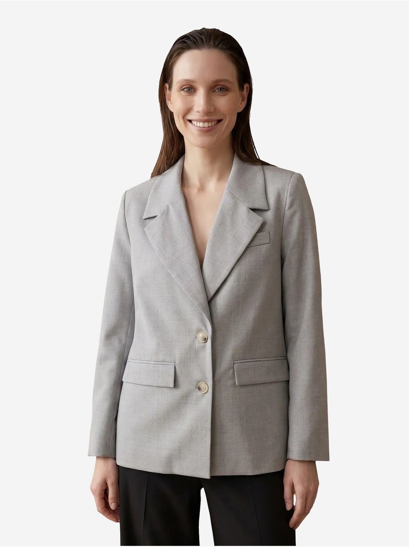 Blazer com gola xale e fecho de botões my fashion Cinza claro - Kiabi