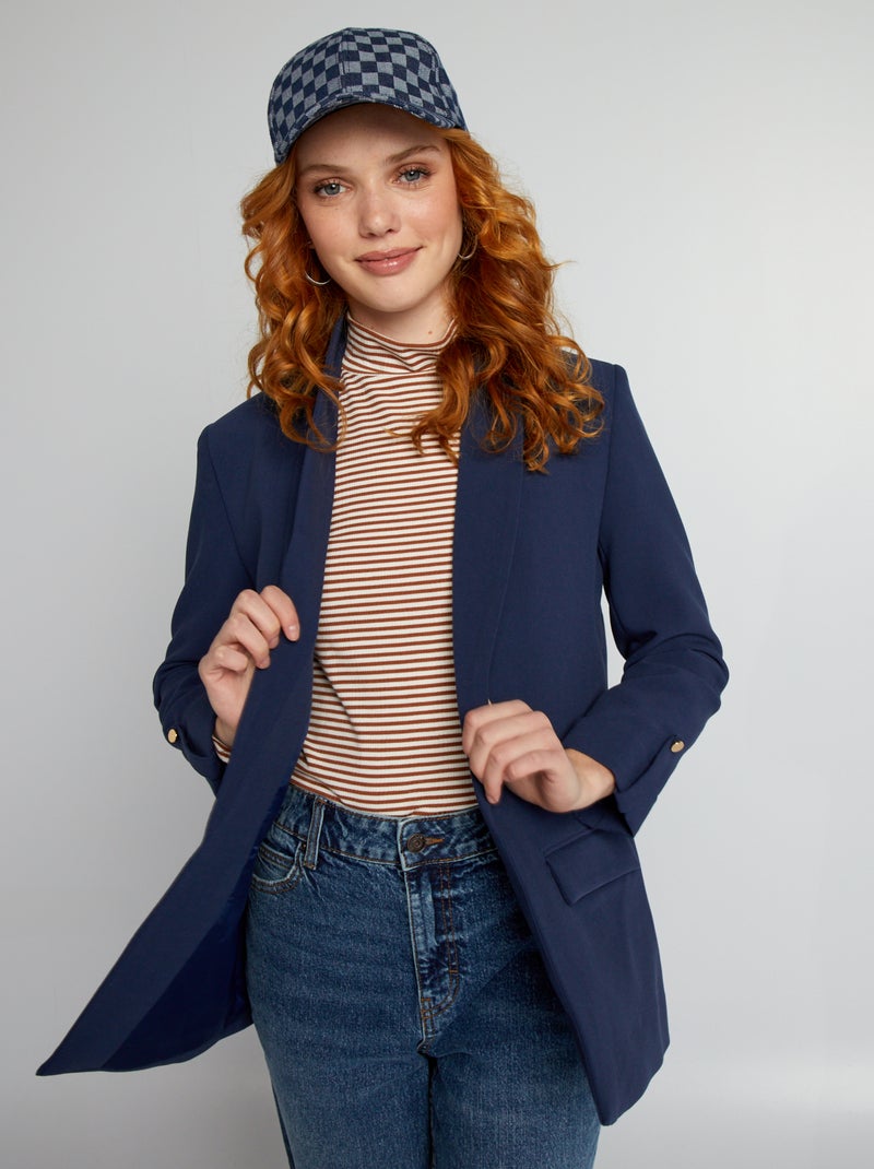 Blazer com mangas 3/4 Marinho - Kiabi