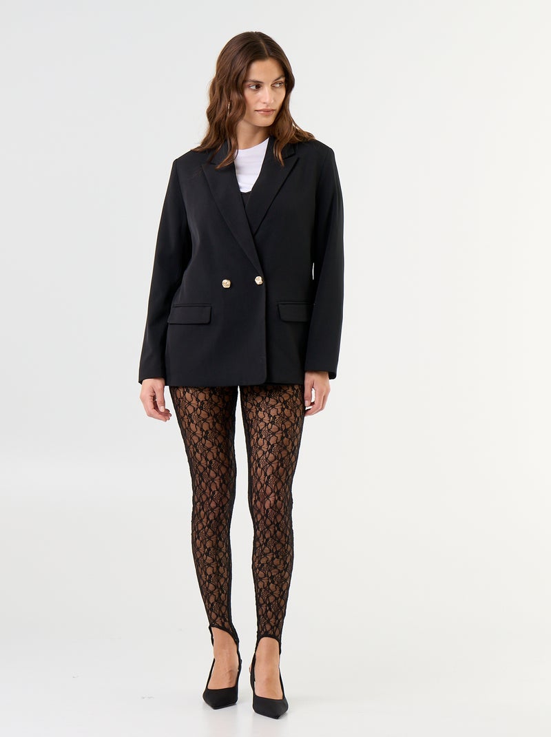 Blazer comprido cintado Preto - Kiabi
