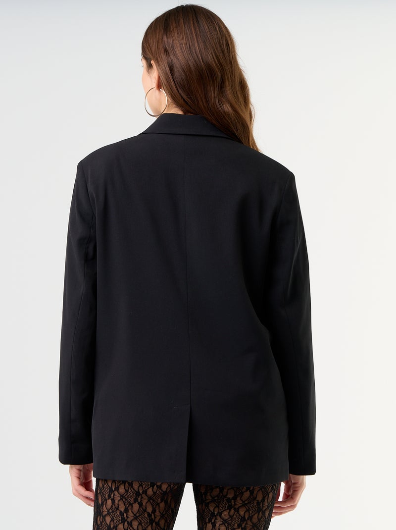 Blazer comprido cintado Preto - Kiabi