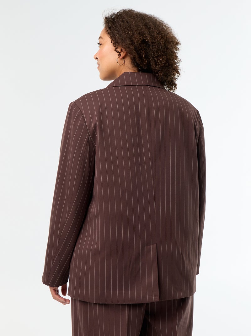 Blazer comprido com abotoamento duplo Castanho - Kiabi