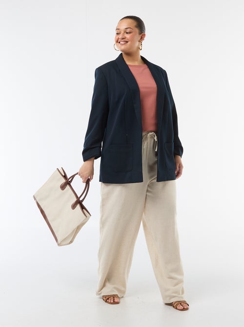 Blazer comprido com mangas com efeito arregaçado - Kiabi