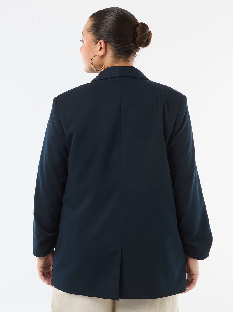 Blazer comprido com mangas com efeito arregaçado Azul - Kiabi