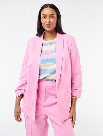 Blazer comprido com mangas efeito arregaçado