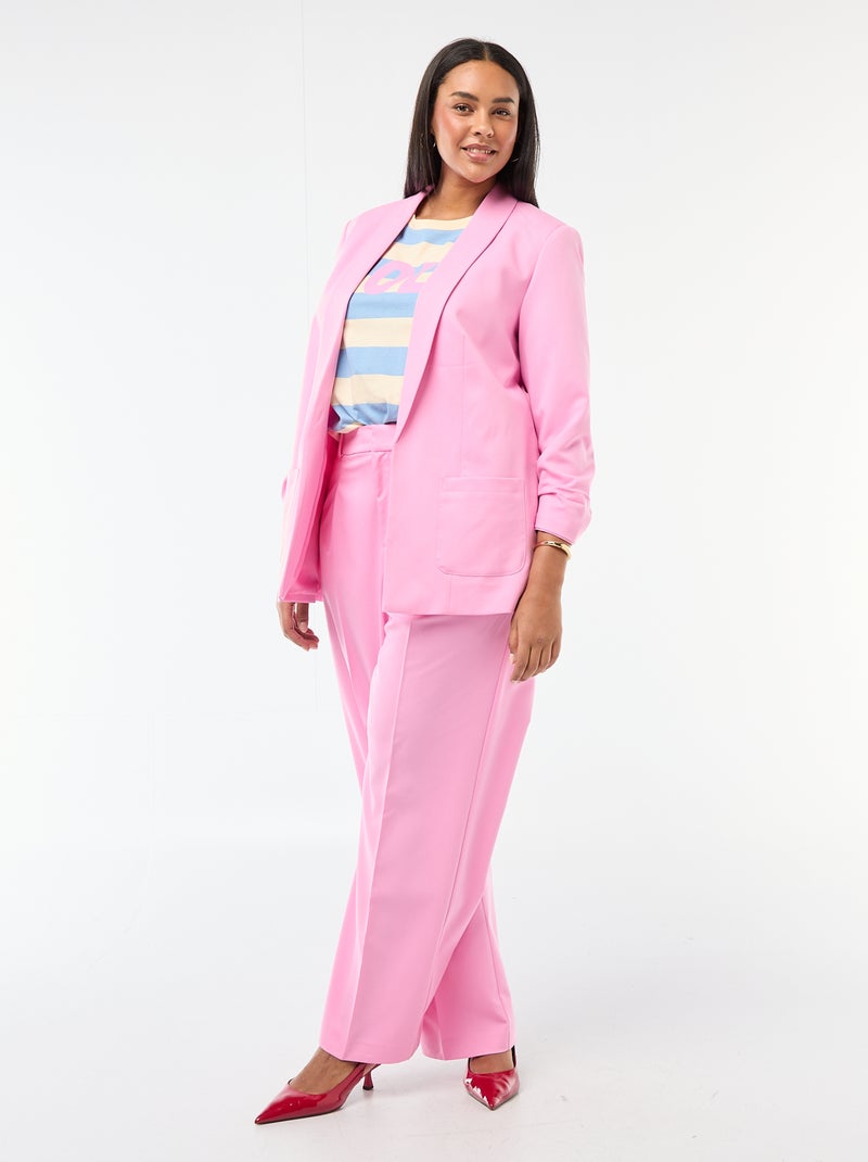 Blazer comprido com mangas com efeito arregaçado Rosa - Kiabi