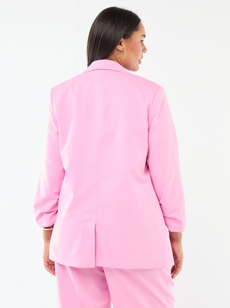 Blazer comprido com mangas com efeito arregaçado Rosa - Kiabi