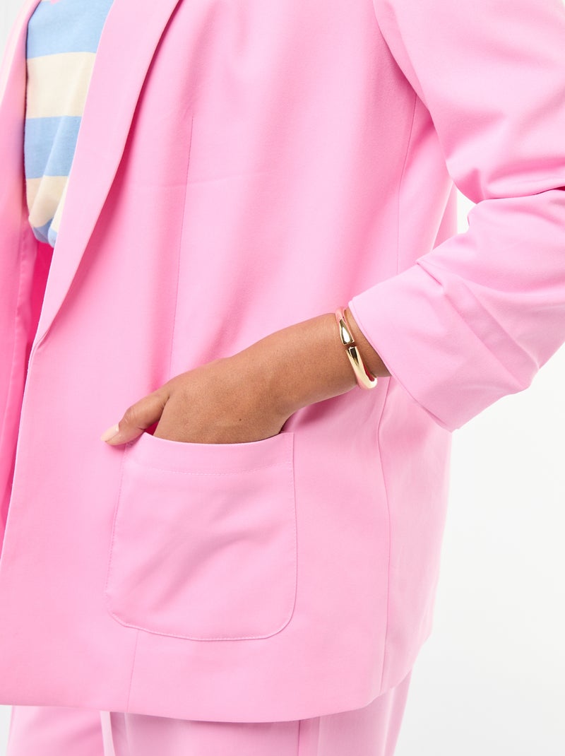 Blazer comprido com mangas com efeito arregaçado Rosa - Kiabi