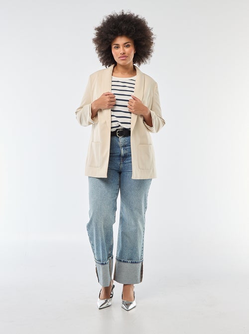 Blazer comprido com mangas efeito arregaçado - Kiabi