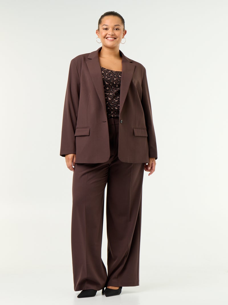 Blazer comprido de alfaiataria Castanho - Kiabi