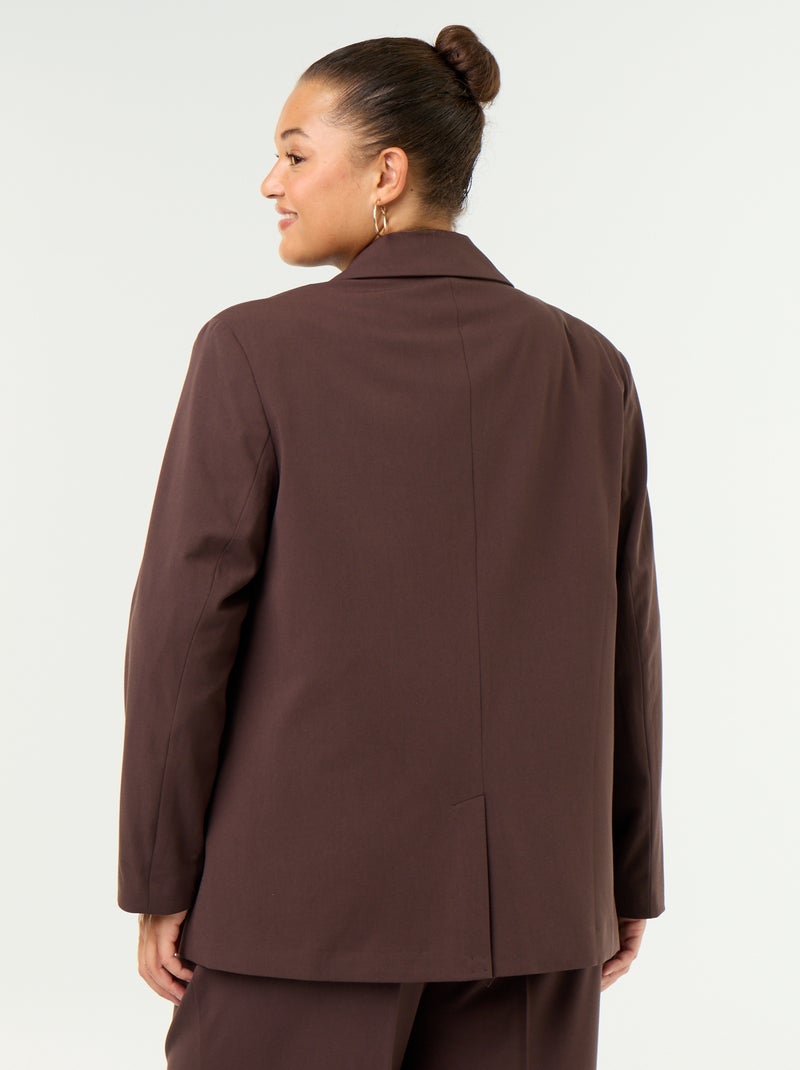 Blazer comprido de alfaiataria Castanho - Kiabi