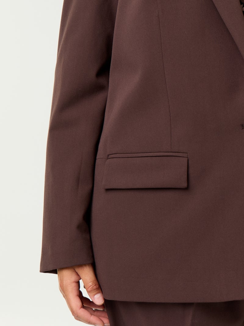 Blazer comprido de alfaiataria Castanho - Kiabi