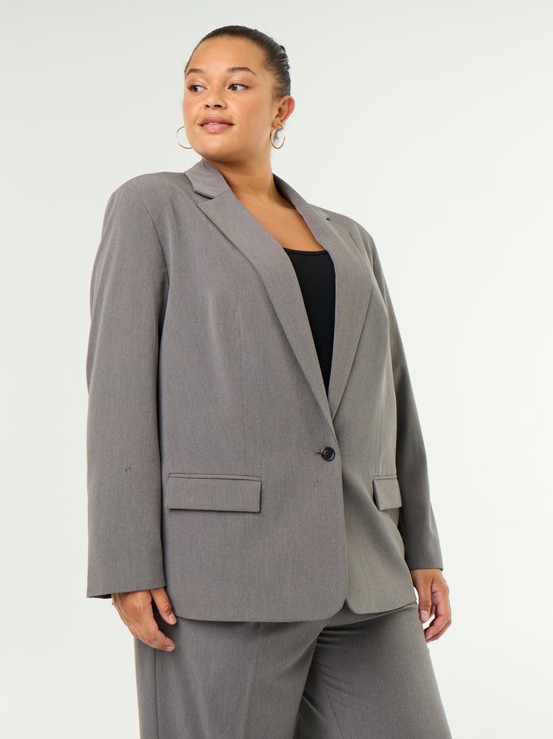 Blazer comprido de alfaiataria Cinza - Kiabi