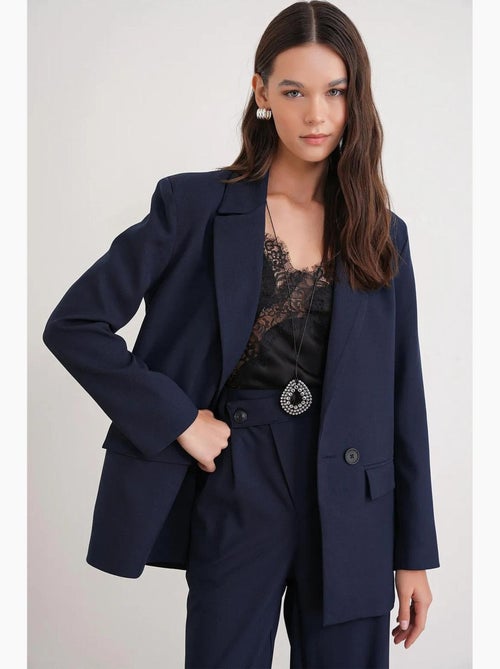 Blazer comprido de manga comprida com fecho de botões mixray - Kiabi Blazer comprido de manga comprida com fecho de botões mixray - Kiabi