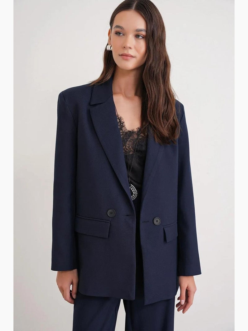 Blazer comprido de manga comprida com fecho de botões mixray Azul-marinho - Kiabi