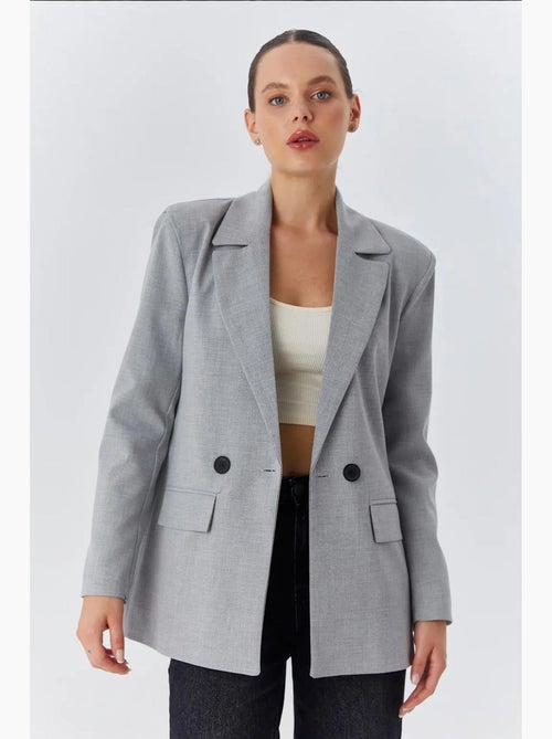 Blazer comprido de manga comprida com fecho de botões mixray - Kiabi Blazer comprido de manga comprida com fecho de botões mixray - Kiabi