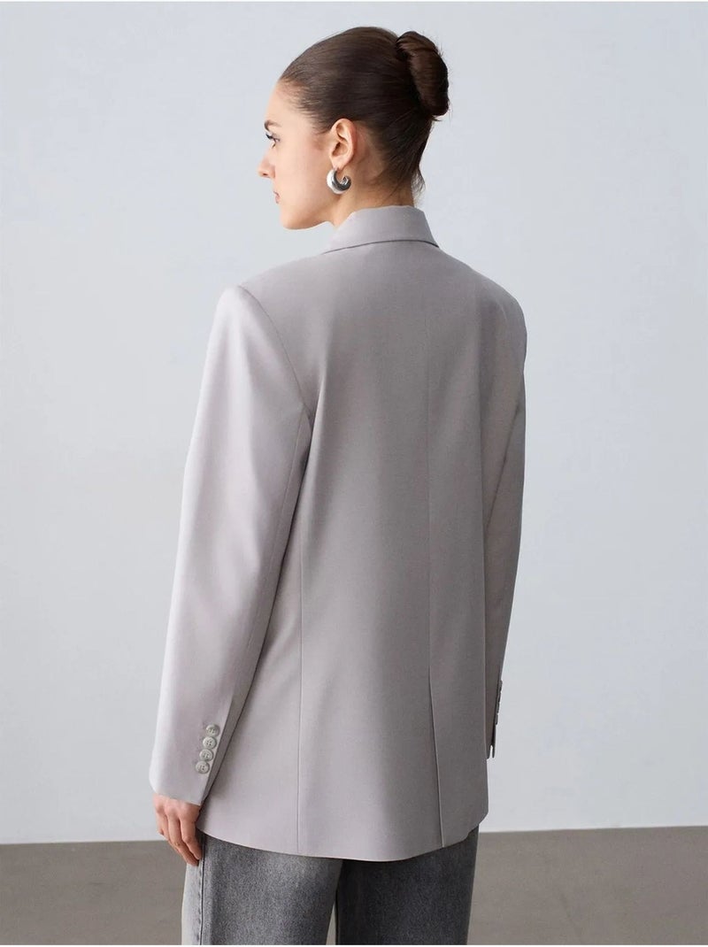 Blazer comprido em crepe dilvin Cinza claro - Kiabi