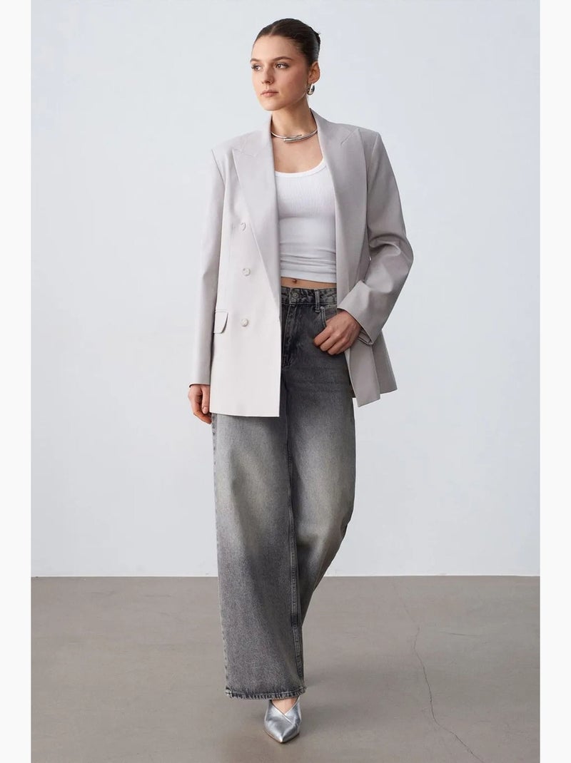Blazer comprido em crepe dilvin Cinza claro - Kiabi