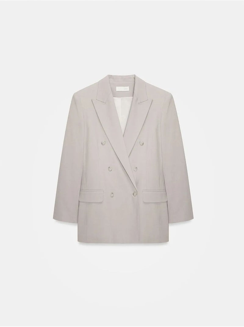 Blazer comprido em crepe dilvin Cinza claro - Kiabi