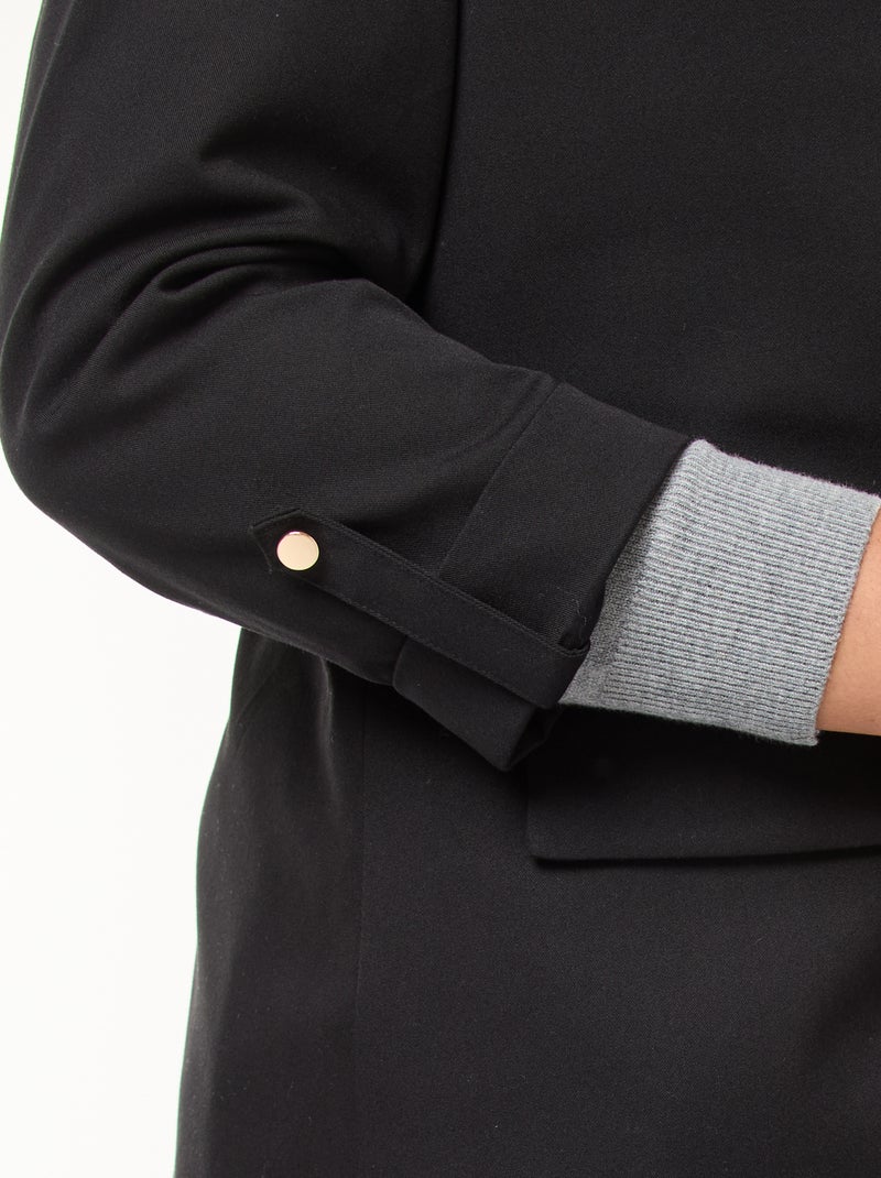 Blazer comprido liso com lapelas nos punhos Preto - Kiabi