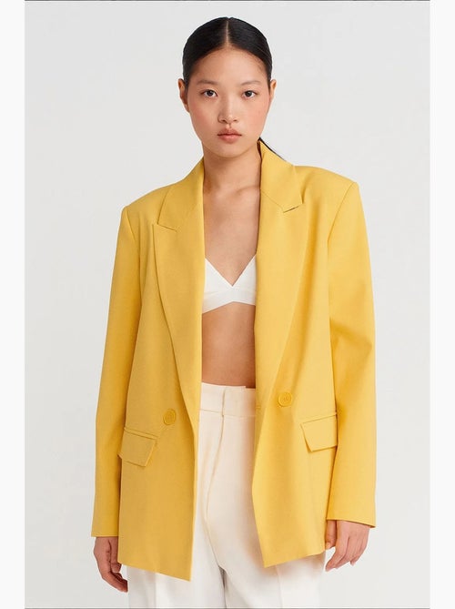 Blazer comprido oversized em crepe dilvin - Kiabi Blazer comprido oversized em crepe dilvin - Kiabi