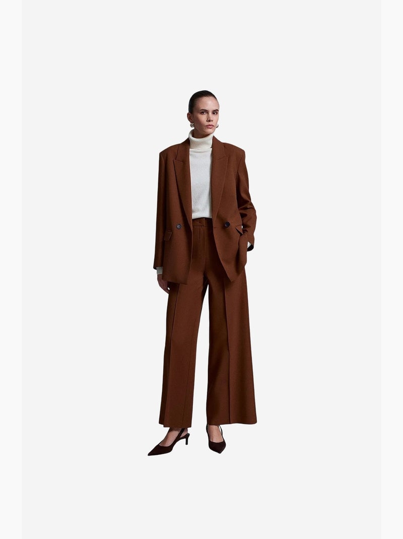 Blazer comprido oversized em crepe dilvin Castanho - Kiabi