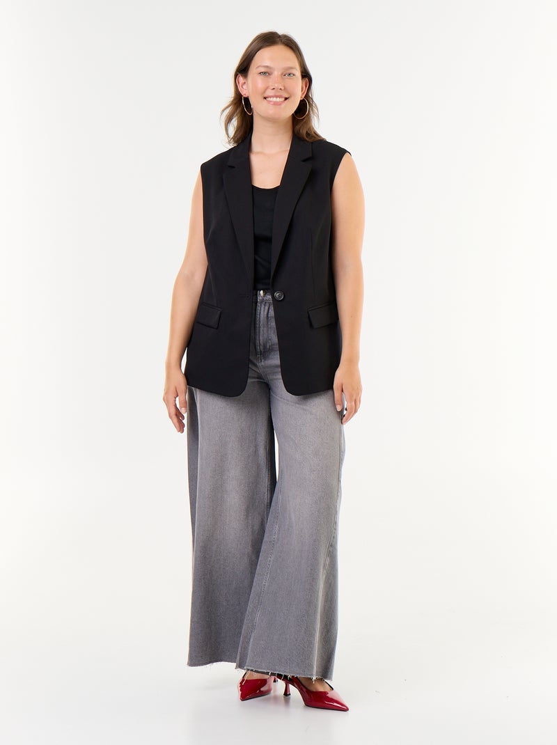 Blazer comprido sem mangas Preto - Kiabi