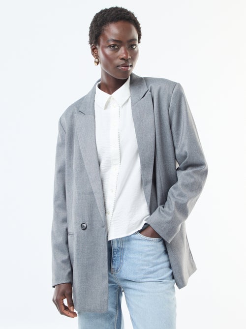 Blazer de alfaiataria oversize em flanela - Kiabi