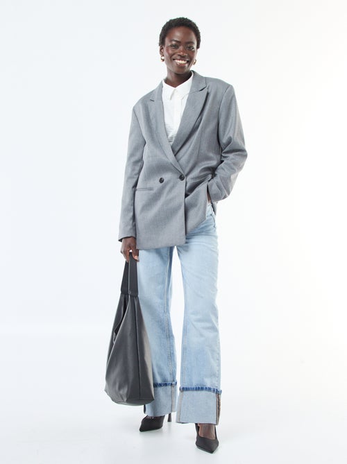 Blazer de alfaiataria oversize em flanela - Kiabi