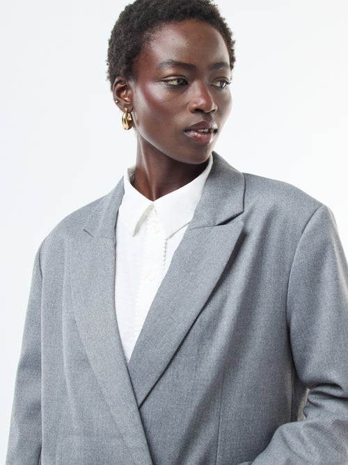 Blazer de alfaiataria oversize em flanela - Kiabi