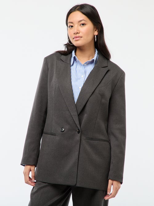 Blazer de alfaiataria oversize em flanela - Kiabi