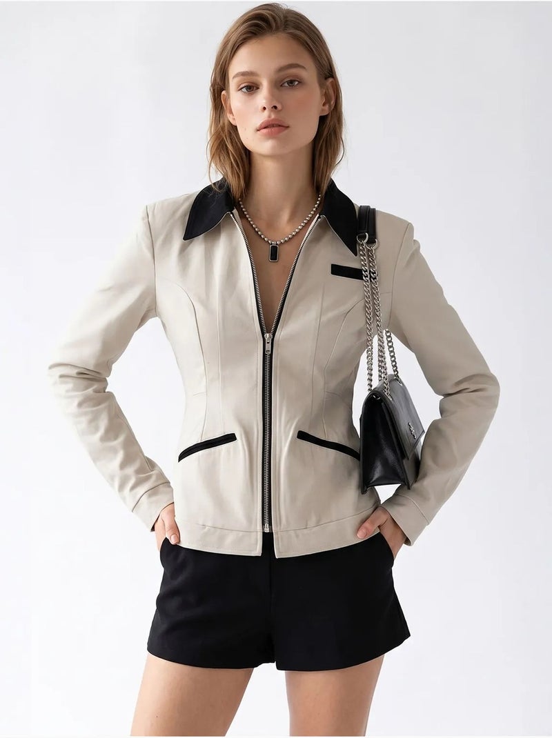 Blazer de algodão mixray Bege-argila - Kiabi