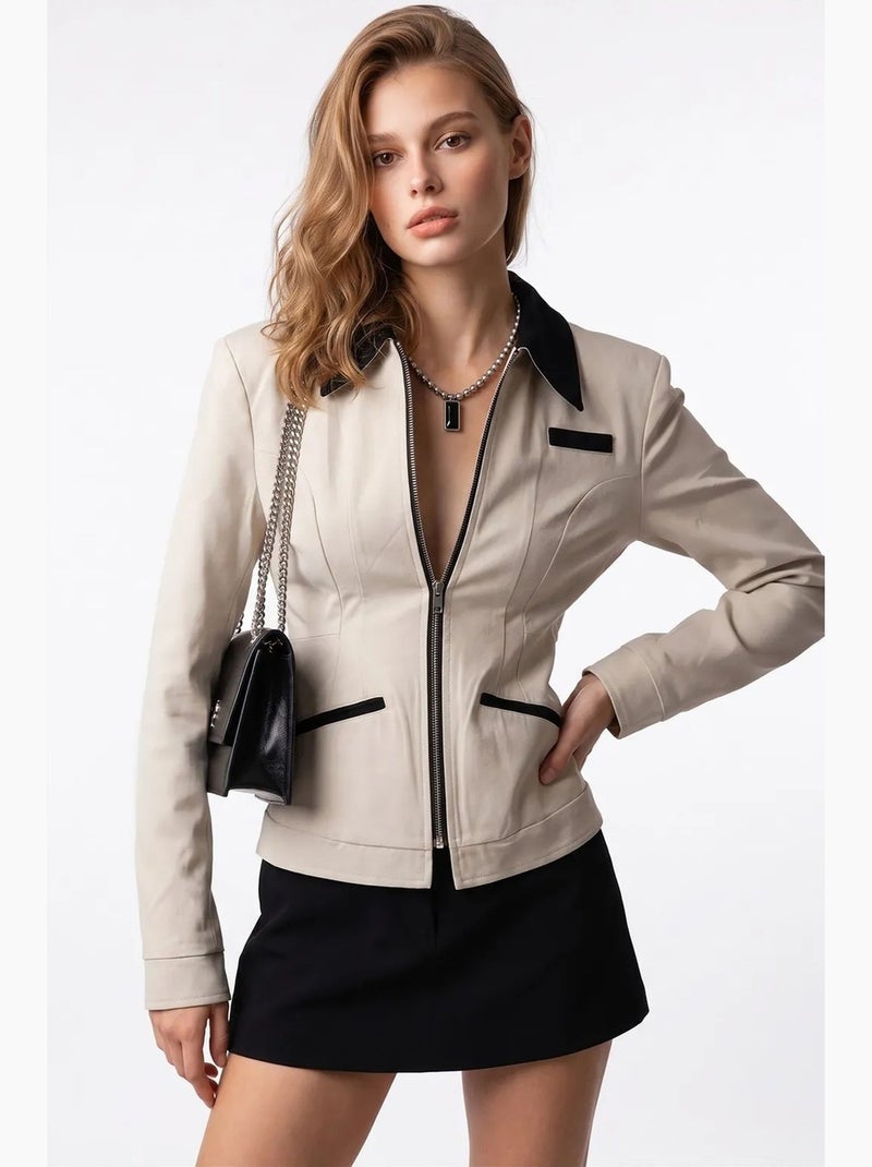 Blazer de algodão mixray Bege-argila - Kiabi