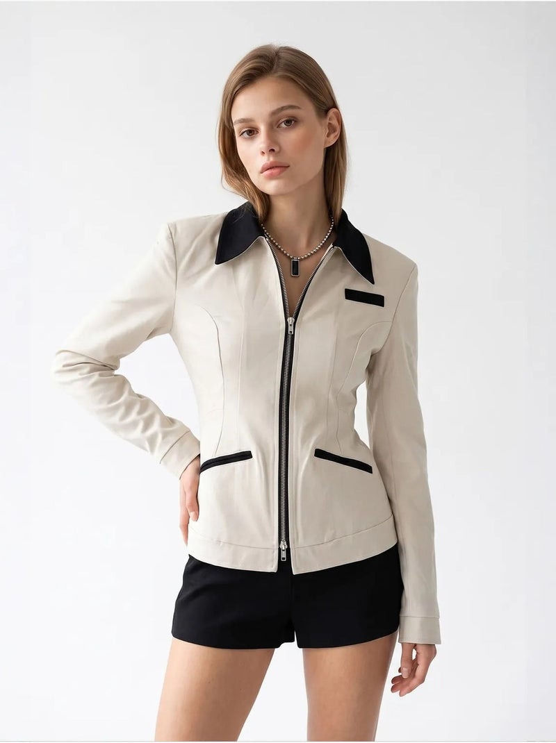 Blazer de algodão mixray Bege-argila - Kiabi