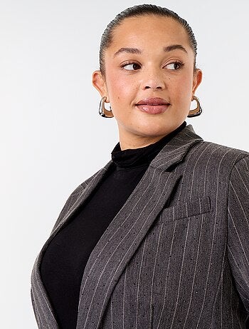 Blazer de comprimento médio com strass