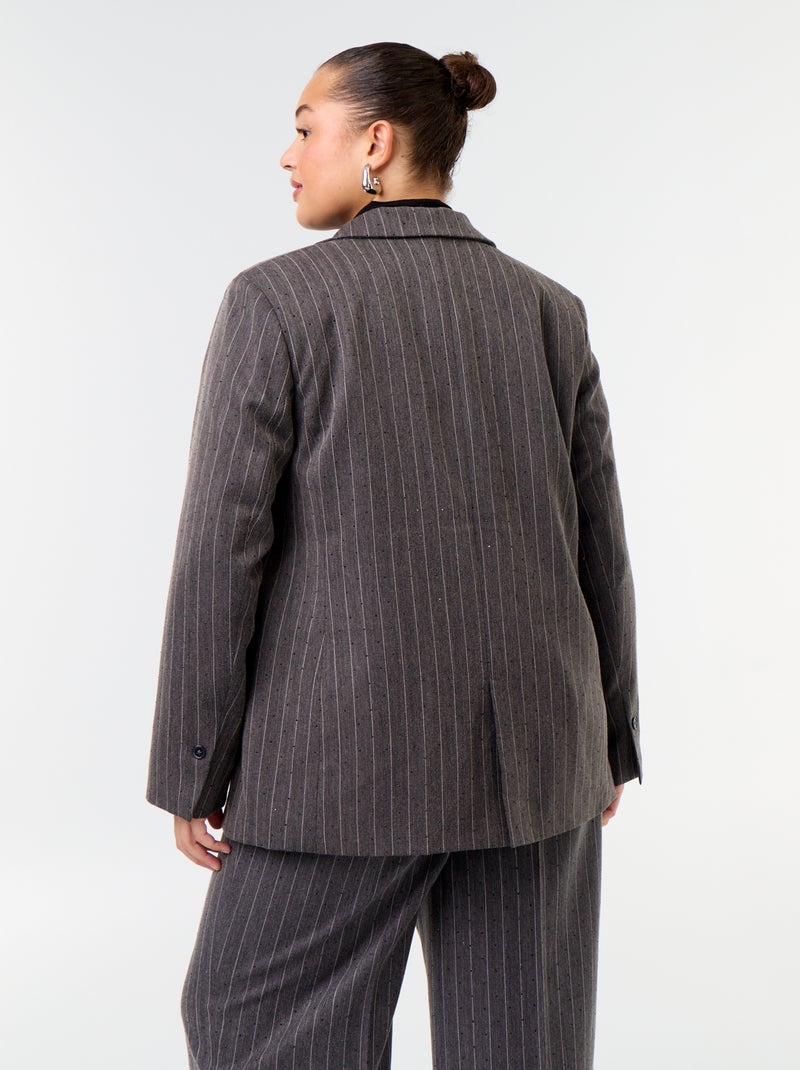 Blazer de comprimento médio com strass Cinza - Kiabi